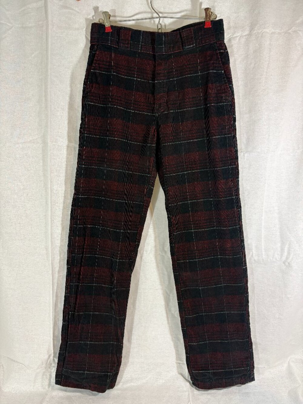 Dickies Alma Plaid Mid-Rise Straight Corduroy Pants W27